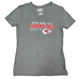 Fanatics Women’s KC Chiefs Super Bowl XVIII Champs T-Shirt Sz S New Gray Heather
